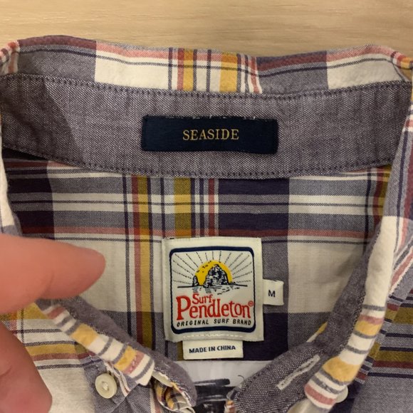 Seaside Surf Pendleton Men's Medium plaid short sleeve casual button down shirt - Picture 3 of 6